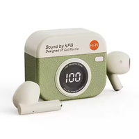 Écouteurs sans fil TWS Q86 en forme d'appareil photo vintage avec affichage numérique LED, Bluetooth 6.0, Stéréo HiFi, Casque audio