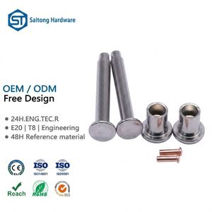 Rivets semi-tubulaires à tête plate en acier inoxydable sur mesure de 4 mm, fixation ISO, argent poli, pour ceinture en cuir, industriel Saitong - Product Image 1