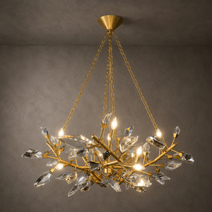 Luxury <b>Branch</b> Shape Crystal Pendant Lamp Polished Brass Hardware For Villa Dining Room Lobby Ceiling Fixture - Product Image 3