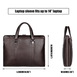 Maletín de Negocios para Hombre, Bolsos de Mensajero de Cuero, Maletín de Cuero Genuino para Hombre, Bolso de Mano para Oficina y Abogado, para Portátil de 14 Pulgadas - Product Image 3