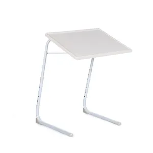 Hot sale white plastic folding laptop bed tv tray table with steel stand