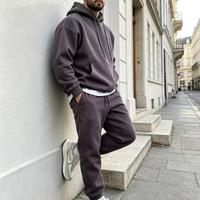 Hoodie dengan Lapisan Fleece Tebal, Hoodie Oversize, Set Hoodie dan Celana Panjang Hitam, Produsen Langsung dari Pabrik