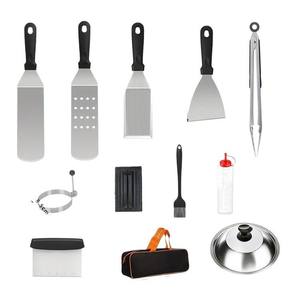 Herramientas de barbacoa al aire libre Juego de parrilla Cubierta de hilvanado y Burger Smasher Flat Top Plancha Accesorios Set para Blackstone y Camp Chef - Product Image 5