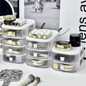 Planwith Desktop Storage <b>Box</b> Transparent Acrylic Organizer Stackable With Lid And Compartments For Office Desk Use - Product Image 5