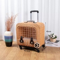 Valise de transport pour chat en plastique, portable, avec roulettes, boîte de voyage pour animaux, lit pour chat, cage de voyage pour voiture, cage à chat créative à poignée, 5 kg