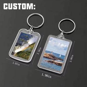 Llavero de Acrílico Transparente Personalizable con Forma de Corazón, Rectángulo o Círculo, Marco de Fotos en Blanco para DIY - Product Image 2