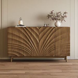 Orta Yüzyıl Modern Ahşap Saklama Dolabı Çok Amaçlı Oymalı Dekoratif Oturma Odası Yatak Odası Mobilyası 6 Raflı Özelleştirilebilir - Product Image 1