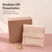 Coffret et Sac d'Emballage Bijoux Personnalisé avec Logo, Pochette Enveloppe en Faux Daim avec Coussinets, Sac de Conditionnement Bijoux en Microfibre avec Rabat