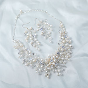 Moda tatlısu inci fantezi gelin bilezik aksesuarları balo kristal küpe kadınlar düğün Wedding seti - Product Image 1