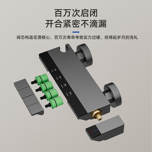 Bathroom Shower Set Rectangle Top Spray Massage Temperature Control Rain Shower Corrosion Prevention - Product Image 5