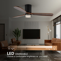 Ventilateur de plafond HSG Modèle 709 52'' en métal et bois, style rétro, avec éclairage LED tricolore, télécommande, 6 vitesses, économe en énergie, garantie 5 ans pour la maison