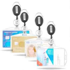 Card Holder with Extendable Key <b>Ring</b> Hard Plastic Access Cards with <b>Clip</b> Made of Hard Plastic Card Badge Holder - Product Image 2
