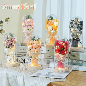 AM-SPD10 Ammy 7 Ramo Pequeño de Rosas de Jabón en Cúpula de Cristal, Recuerdos de <span class=keywords><strong>Boda</strong></span>, Regalo para el Día de la Madre, Decoraciones para el Hogar - Product Image 2