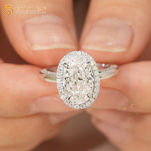 Anillo de Diamantes Ovalados Goldleaf de Oro de 18K, 1/2/3 Quilates, Def VVS-VS, Adecuado para Bodas, Regalos, Conmemoraciones y Uso Diario - Product Image 3