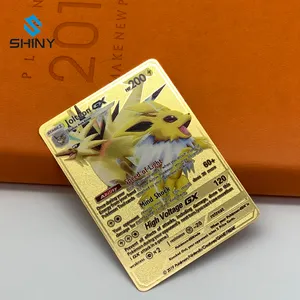 Venta al por mayor oro equipo tarjetas de pokemon-Tarjetas de Pokemon Jolteon y Zapdos GX, personalizadas, Metal dorado