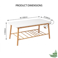Table basse avec plateau lisse, étagère de rangement inférieure à lattes, pieds inclinés stables, table centrale minimaliste pour salon, meuble décoratif