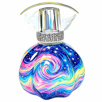 Flacon pulvérisateur de parfum en verre mat personnalisable à motif tourbillon arc-en-ciel avec sérigraphie, flacons rechargeables