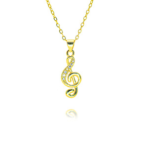 Nouveau acier inoxydable véritable plaqué or G Clef Note collier musique breloque bijoux pour femmes filles musique symbole pendentif collier - Product Image 1