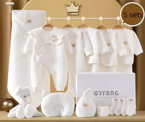 2022 Newborn Baby Kids Gift Clothing Sets Soft Cotton Layette 20 Pieces Baby Romper Sets Newborn Bodysuit Blanket Beanie Spring