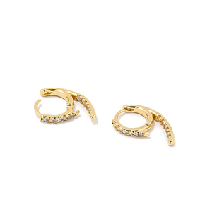Boucles d'oreilles créoles classiques CANNER en argent S925 plaqué or 18 carats, allongées en forme de 9, avec zircons empilés - Product Image 3