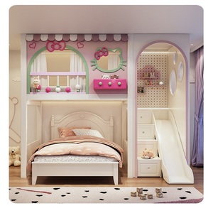 JS Nuovo Design Letto a Castello a Forma di Gatto per Bambine con Scala, Armadio, Scivolo e Arco, Arredamento per Camera da Letto Principessa - Product Image 6