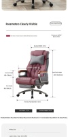 Chaise de bureau exécutive moderne en cuir à dossier haut, pivotante, inclinable, avec massage, design ergonomique, base chromée fixe