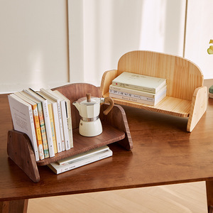 Étagère de bureau en bois, couleur noyer naturel, organisateur multifonctionnel, type sur pied, pour rangement à domicile ou au bureau - Product Image 1