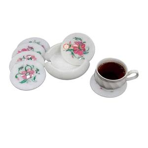 White <b>Marble</b> Inlay Coaster Mother Of Pearl Shell Inlay Coaster Pietra Dura Pearl Coaster <b>Set</b> Tea Coaster Drinkware & Barware - Product Image 2