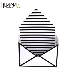 Vintage Striped <b>Envelope</b> Style Foldable paper Box Matte Finish Custom Logo Packaging For Wedding Invitation Handmade Postcard - Product Image 2