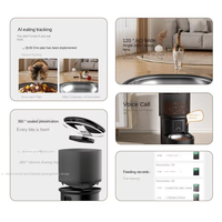 Distributeur automatique intelligent de nourriture pour chat 720p WiFi avec contrôle par application, motif uni, 2.4G, alimenté par batterie rechargeable, pour chiens