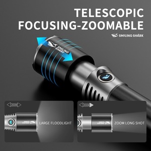 Smiling Shark Rechargeable Zoom Flashlight Led Camping Lamp With <b>Dimmer</b> Aluminum Alloy - Product Image 5