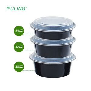 FULING wadah makanan sup, wadah makanan cepat saji 24 oz 32 oz 38 oz mangkuk sekali pakai dengan tutup - Product Image 1