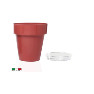 3 vasi rossi per piante con sottovasi, diametro 14 cm, per piante da interno, resistenti ai raggi UV - Product Image 3