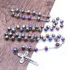 Rosarios de Cristal Coloridos, Collares Católicos para la <span class=keywords><strong>Primera</strong></span> Comunión, Regalo de Oración - Product Image 5