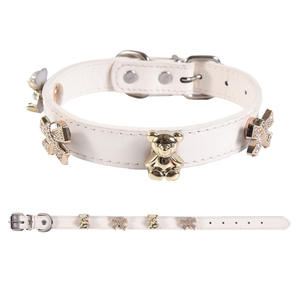 Collares de Cuero PU de Color Sólido para Mascotas, Perros y Gatos, con Diseño de Lujo y Decoraciones de Dijes DIY, Venta al Por Mayor - Product Image 6