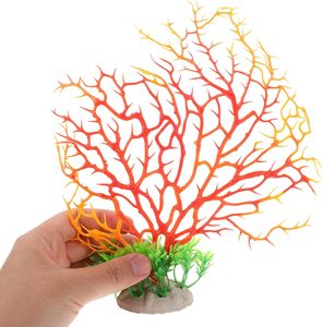 Kunstmatig koraal standbeeld aquariumplant viskom koraal ornament hars rif sculptuur oranje viskom decoratie aquascaping - Product Image 4