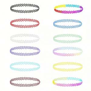 Collares al por mayor: Nuevos collares elásticos vintage tipo tatuaje para mujer, estilo punk retro gótico con colgantes elásticos. - Product Image 1