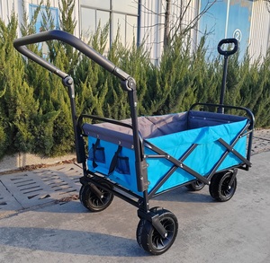 รถเข็นชายหาดโลหะสี่ล้อรถเข็นพับได้สำหรับสวนกลางแจ้งชายหาด - Product Image 3