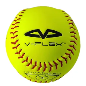 Bola de softball para treinamento com logotipo personalizado de softball de couro Erlang amarelo de 12 polegadas de alta qualidade