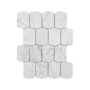 Nature Carrara White Marble Water-jet Luxury Hotel Villa Living Room TV Background Decorative Wall Floor Mosaic Tiles For Home