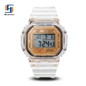 High Quality Rectangular Custom Personalized Women Unisex Digital Watch Waterproof Sports Digital Clear Watches