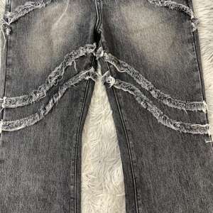 DENIMGUYS Vente <span class=keywords><strong>en</strong></span> gros Vêtements pour hommes Patch effiloché personnalisé Hip Hop Hommes Vintage Lavage Y2k Distressing Denim Jeans Pantalon Hommes - Product Image 5