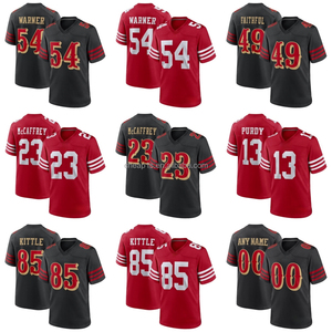 Maglia da Football Americano San <span class=keywords><strong>Francisco</strong></span> 49ers con Ricamo, Vendita all'Ingrosso # 23 Christian McCaffrey # 13 Brock Purdy # 54 Magliette Fred Warner - Product Image 1
