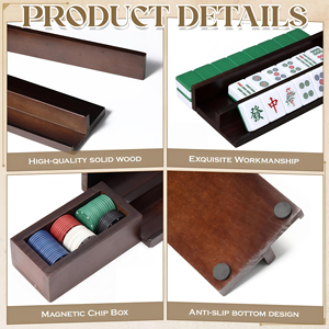 Wood Mahjong Rack 44.45cm x 4.97cm Durable Classic Style Holder for Mahjong Tiles 1.18x0.87in Game Accessory - Product Image 2