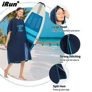 Toalla con Capucha de Microfibra <span class=keywords><strong>IRun</strong></span> con Logotipo Personalizado, Albornoz para Cambiarse, Poncho para Nadar, Secarse, Surfear, de Secado Rápido y Ecológico - Product Image 3