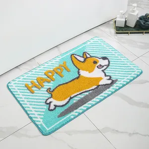 Tapis de bain personnalisé tapis de bain durables à poils longs et doux tapis de porte de chien de dessin animé lavables en machine pour l'entrée de la maison