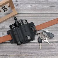 Étui de protection EDC portable en cuir véritable, pochette de ceinture multifonctionnelle pour couteau pliant et lampe torche, vente en gros
