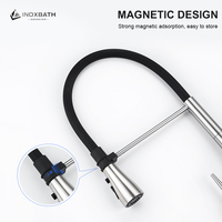 Robinet de cuisine à trois voies en acier inoxydable 304 avec bec flexible magnétique et tube en silicone pour eau chaude et froide