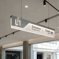 Enseigne lumineuse LED suspendue personnalisée en acrylique, multicolores, alimentée en courant continu/alternatif, affichage publicitaire directionnel pour entreprises