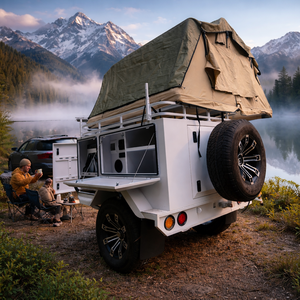 <span class=keywords><strong>Remorque</strong></span> <span class=keywords><strong>de</strong></span> camping tout-terrain avec cuisine extérieure et panneau <span class=keywords><strong>de</strong></span> commande audio intérieur, espace <span class=keywords><strong>de</strong></span> rangement <span class=keywords><strong>pour</strong></span> les voyages en camping - Product Image 1